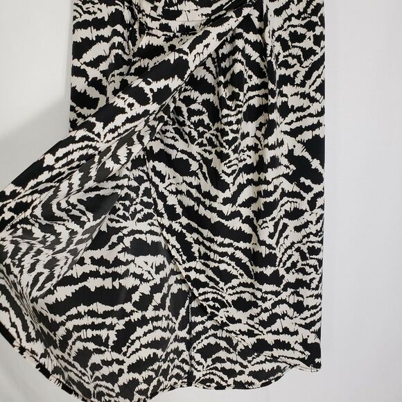 Forever 21 XXI Skirt Size Large Juniors Wrap Pleated Front Black Ivory Polyester - Picture 3 of 10